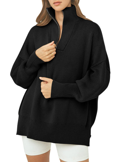 Kitty | Oversized Quarter Zip Sweater Pullover