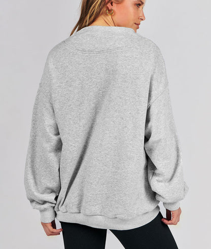 Denise | Slit Mock Neck Oversized Sweatshirt