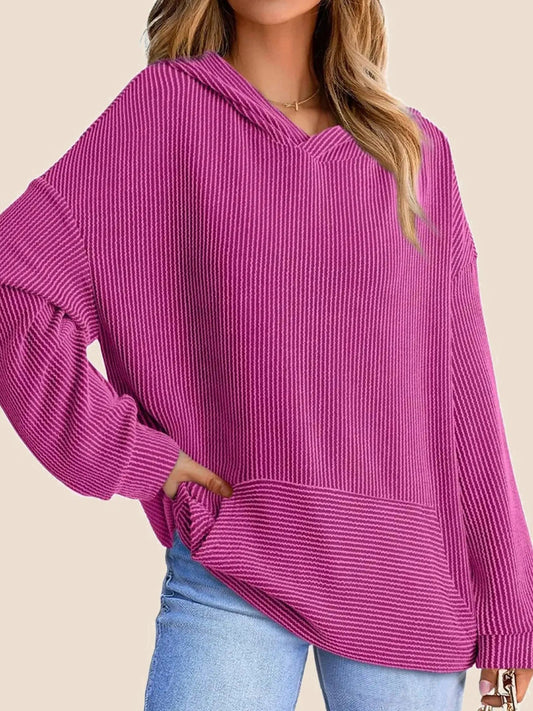 Flora | Ribbed Knit Pullover Hoodie