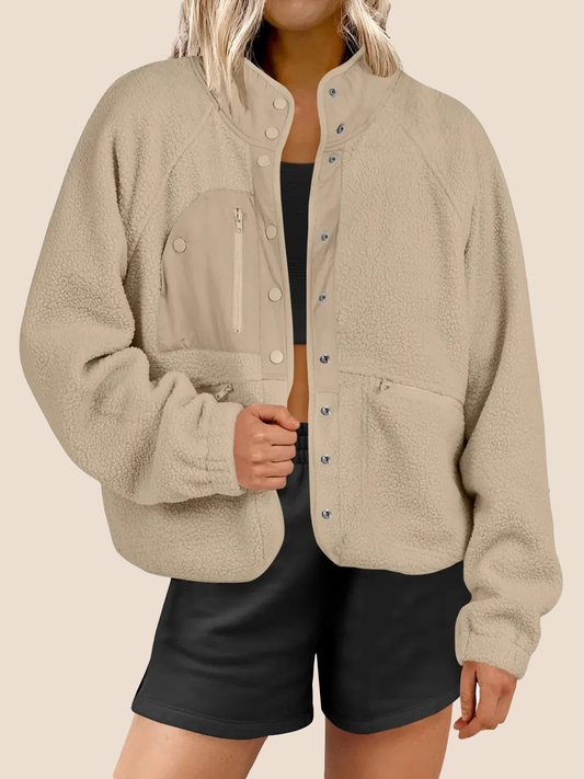 Women's Teddy Button Down Fuzzy Fleece Jacket