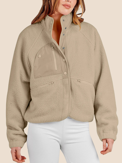 Women's Teddy Button Down Fuzzy Fleece Jacket
