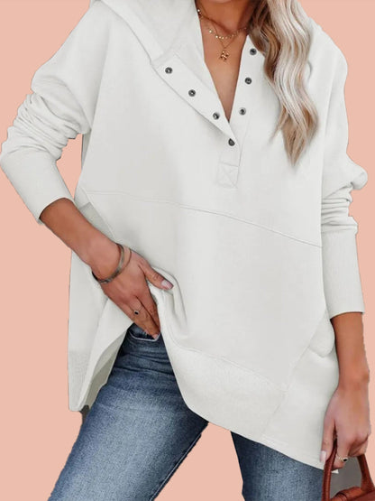 Rose | Oversized Half Button Hoodie