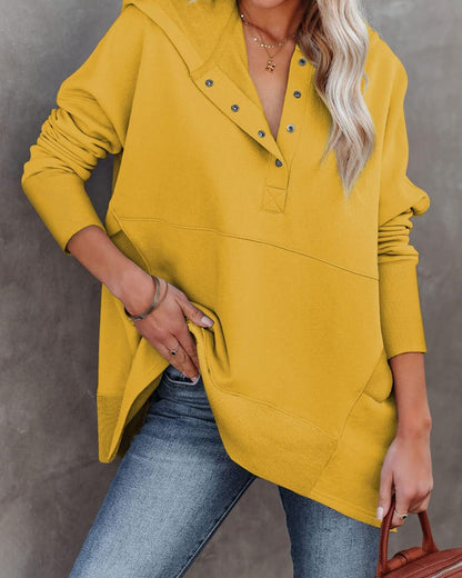 Rose | Oversized Half Button Hoodie