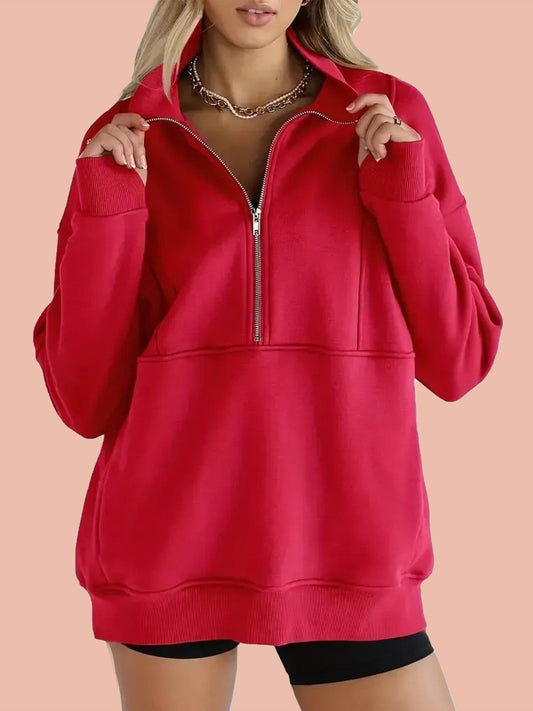 Suze | Half Zip Oversized Sweatshirt with Pockets