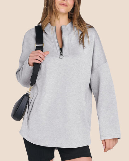 Sylvia | Quarter Zip Oversized Tunic Hoodie
