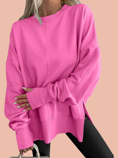 Jan | Oversized Thumbhole Long Sleeve Side Slit Sweatshirt