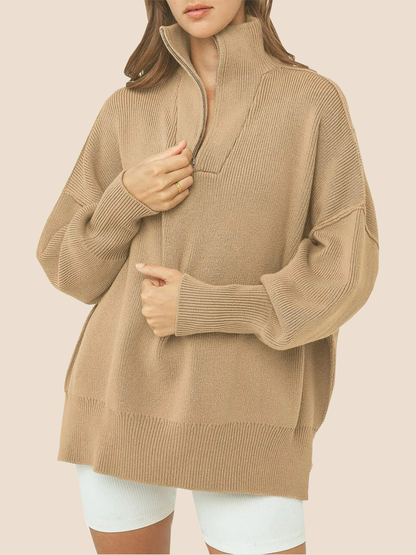 Kitty | Oversized Quarter Zip Sweater Pullover