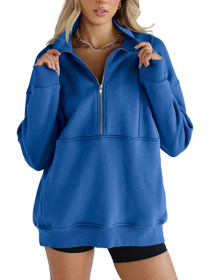 Suze | Half Zip Oversized Sweatshirt with Pockets