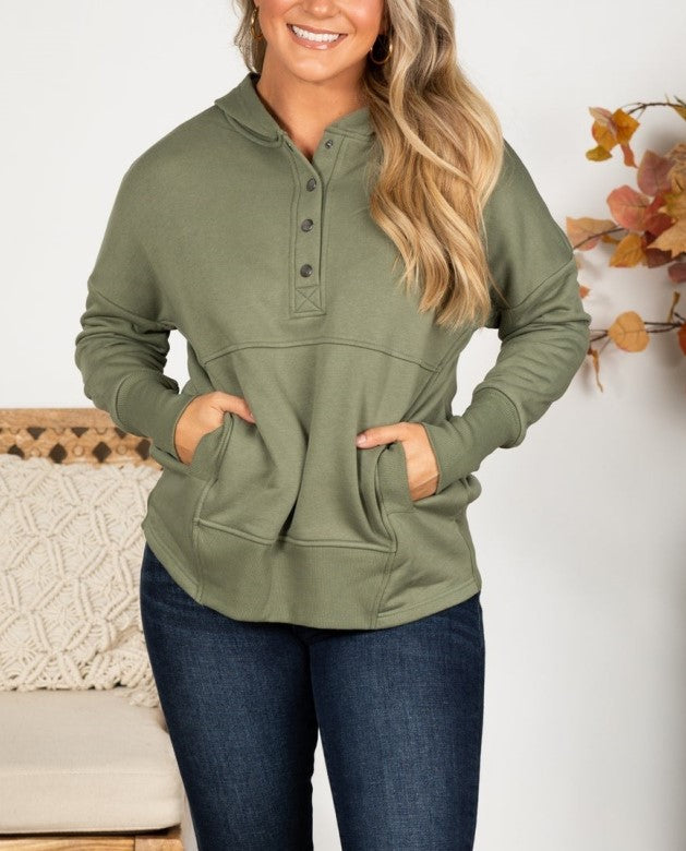Rose | Oversized Half Button Hoodie