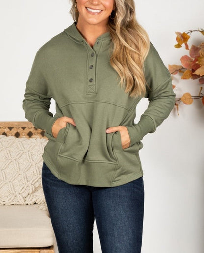 Rose | Oversized Half Button Hoodie