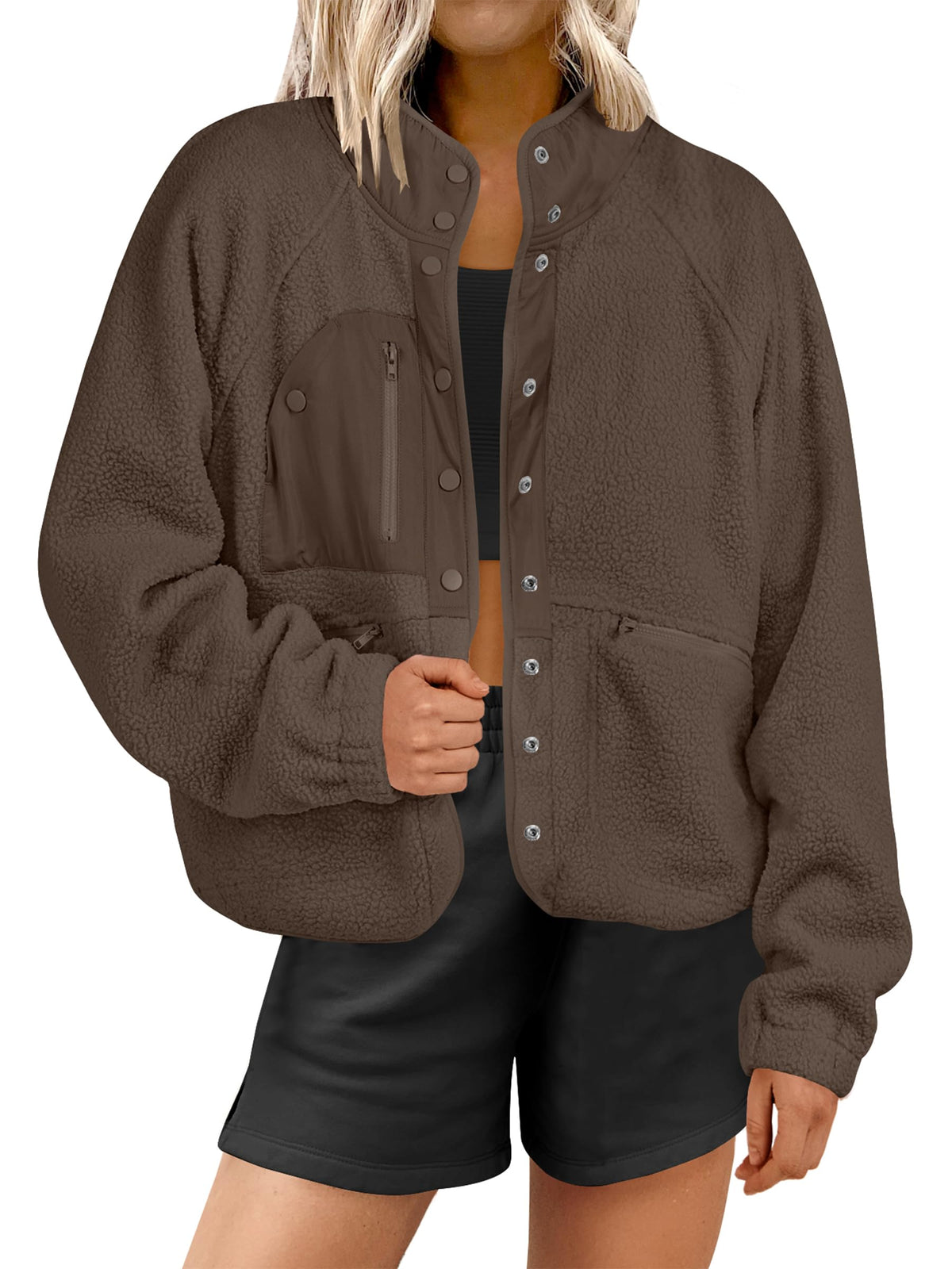 Women's Teddy Button Down Fuzzy Fleece Jacket