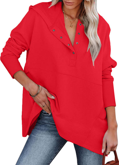 Rose | Oversized Half Button Hoodie