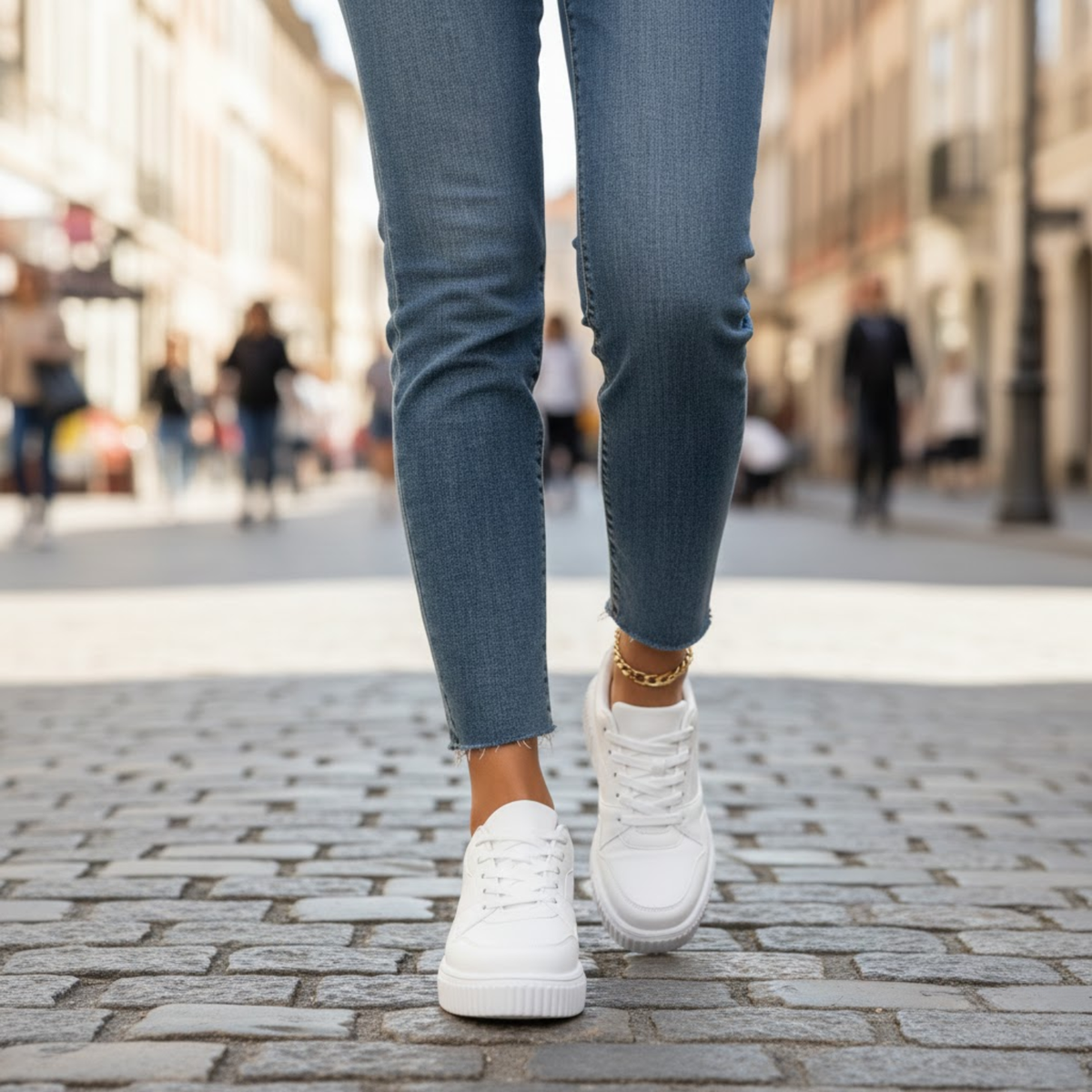 Alice | Breathable White Flat Sneakers
