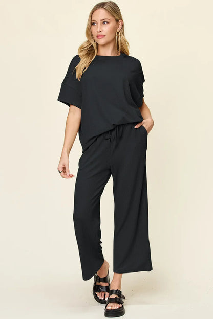 Cleo | Ribbed Wide-leg Pants