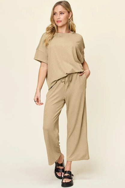 Cleo | Ribbed Wide-leg Pants