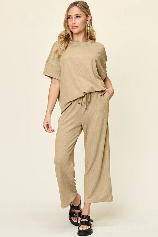 Cleo | Ribbed Wide-leg Pants