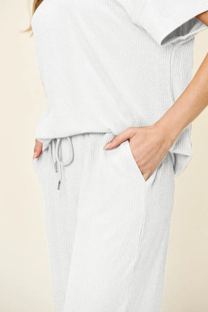 Cleo | Ribbed Wide-leg Pants