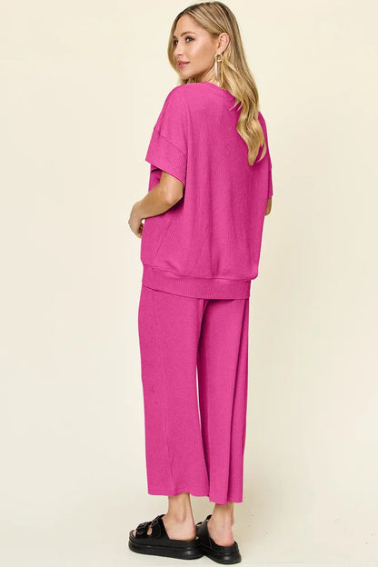 Cleo | Ribbed Wide-leg Pants