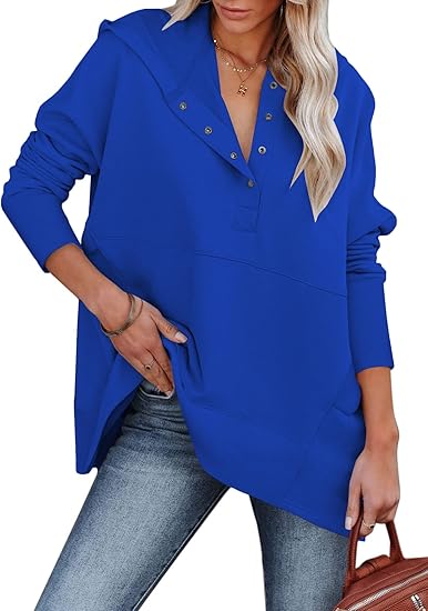 Rose | Oversized Half Button Hoodie