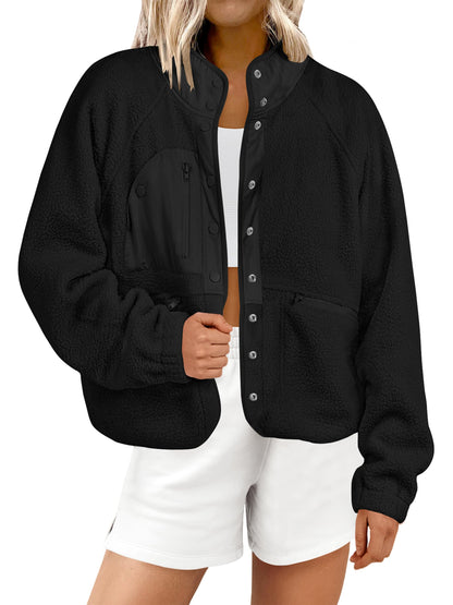 Women's Teddy Button Down Fuzzy Fleece Jacket