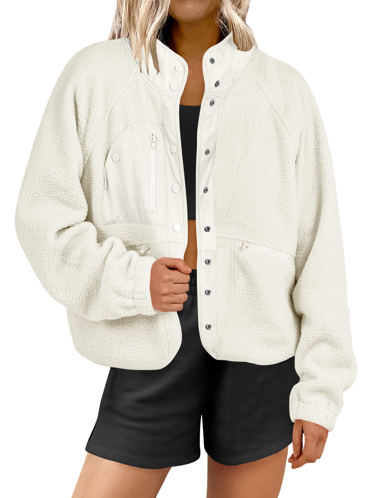 Women's Teddy Button Down Fuzzy Fleece Jacket