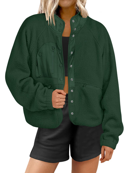 Women's Teddy Button Down Fuzzy Fleece Jacket