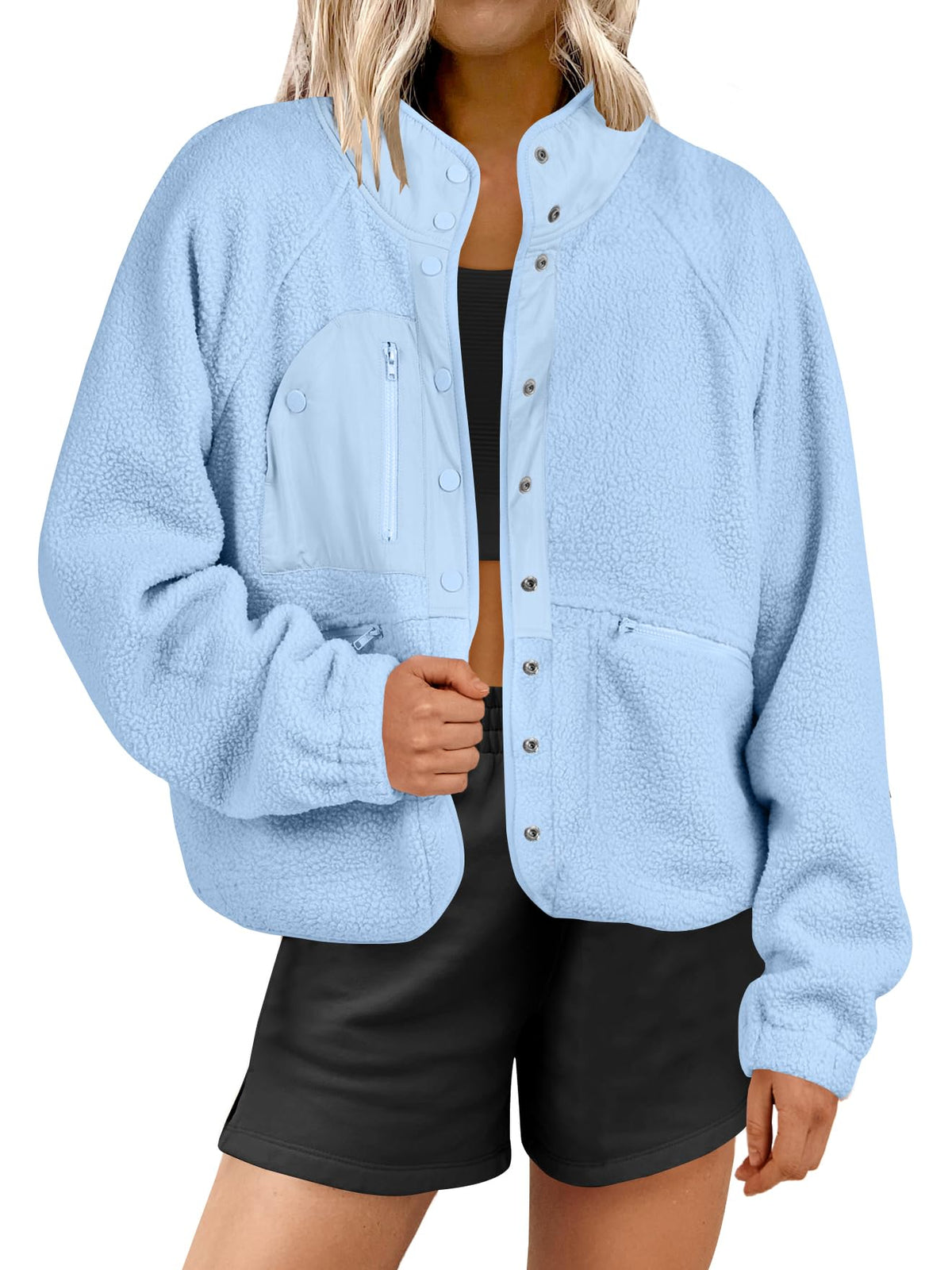 Women's Teddy Button Down Fuzzy Fleece Jacket