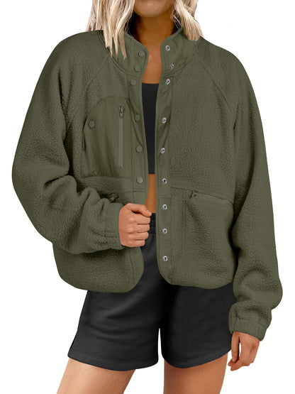 Women's Teddy Button Down Fuzzy Fleece Jacket