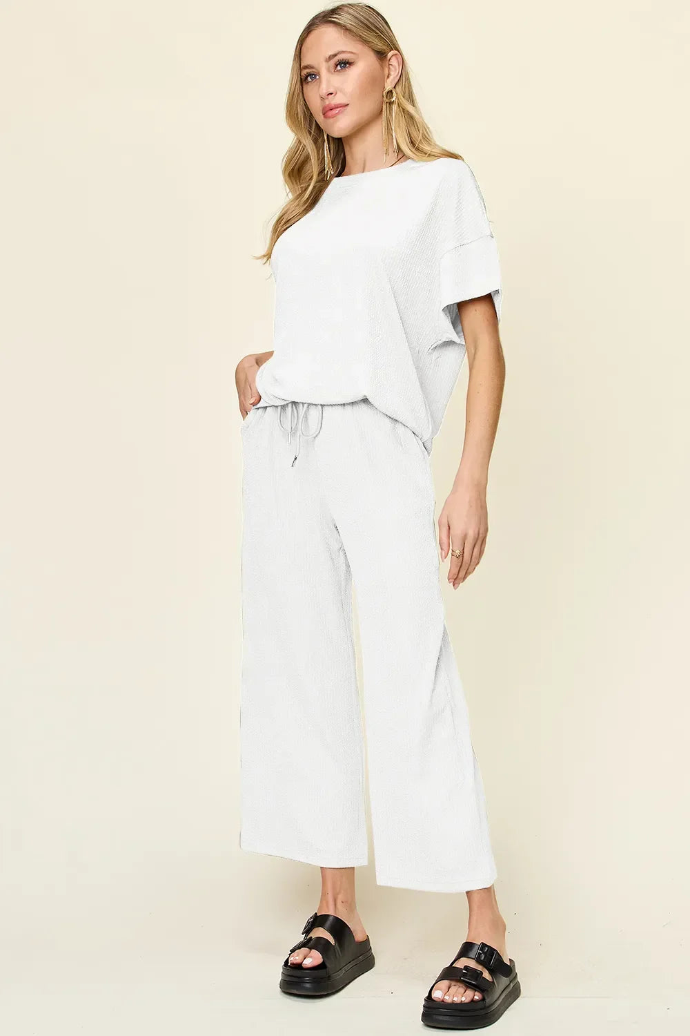 Cleo | Ribbed Wide-leg Pants