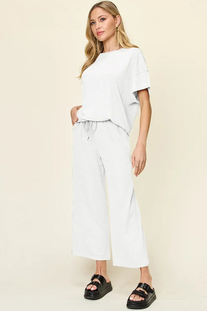 Cleo | Ribbed Wide-leg Pants