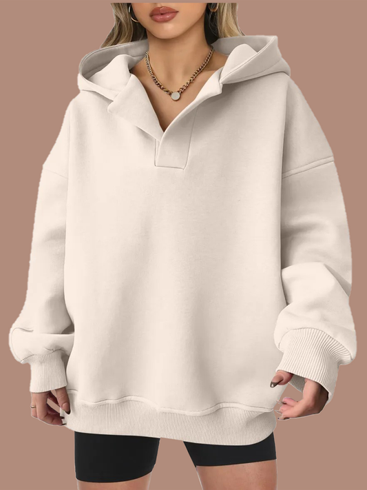 Kylie | Oversized V-Neck Hooded Pullover