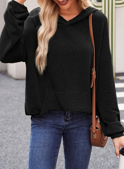 Flora | Ribbed Knit Pullover Hoodie