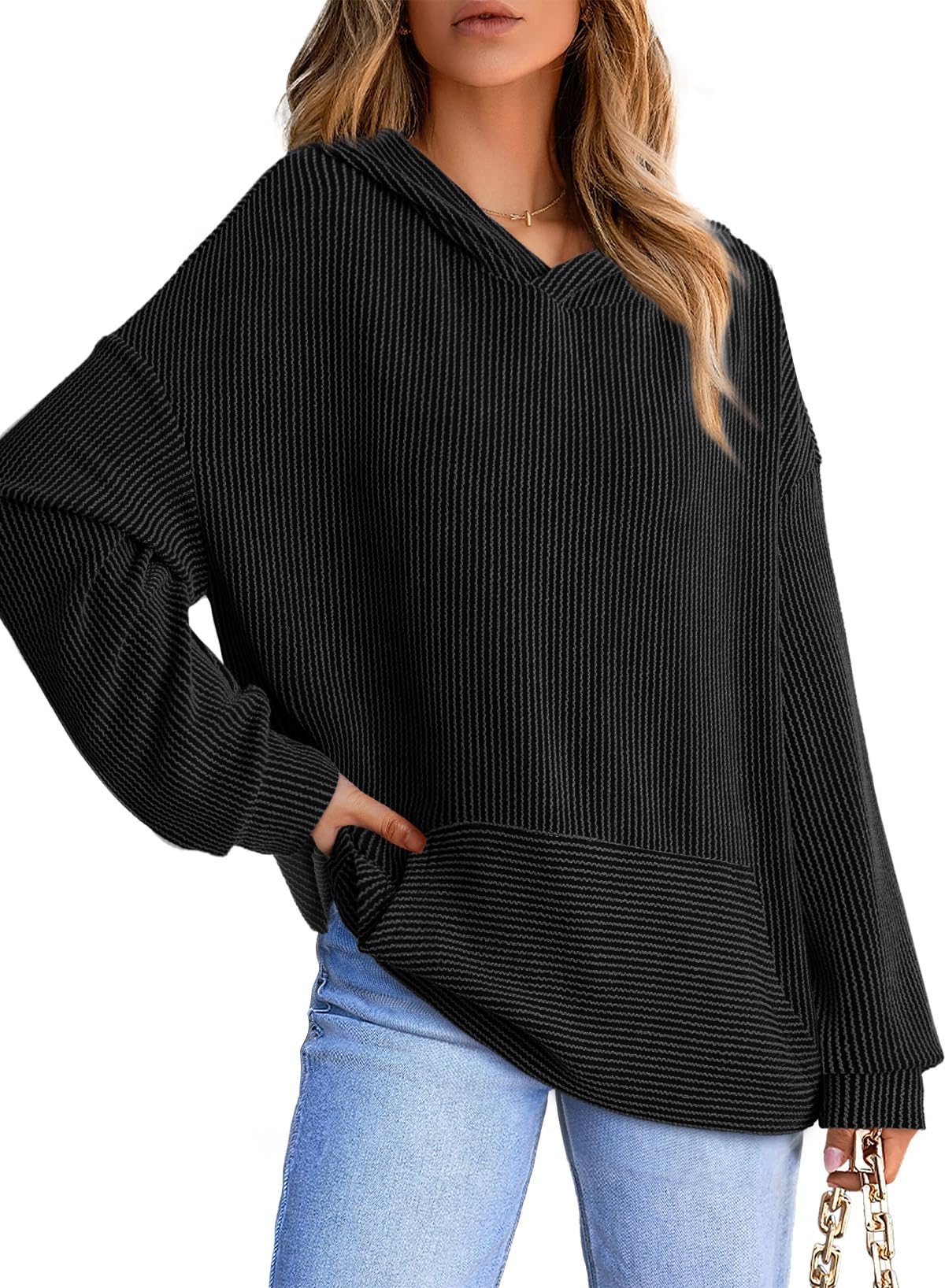 Flora | Ribbed Knit Pullover Hoodie