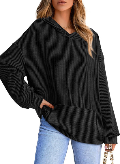 Flora | Ribbed Knit Pullover Hoodie