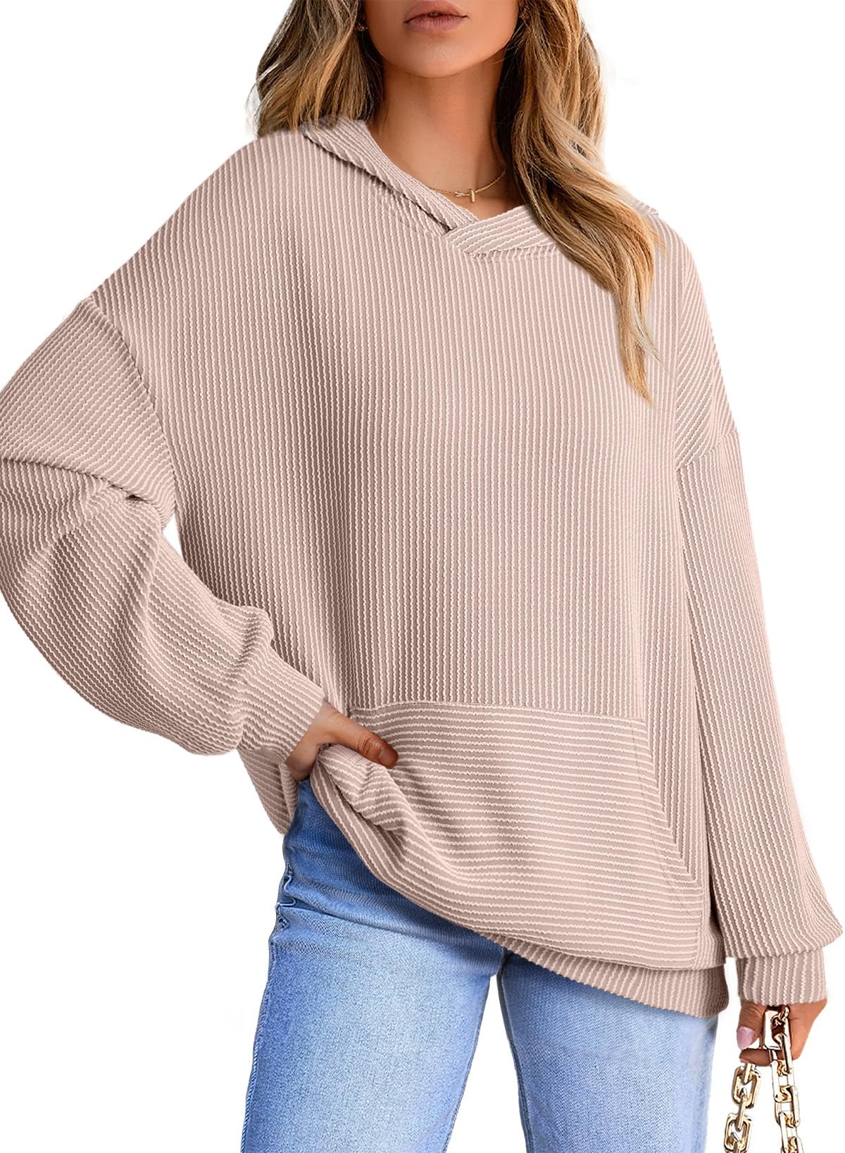Flora | Ribbed Knit Pullover Hoodie