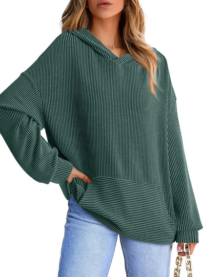 Flora | Ribbed Knit Pullover Hoodie