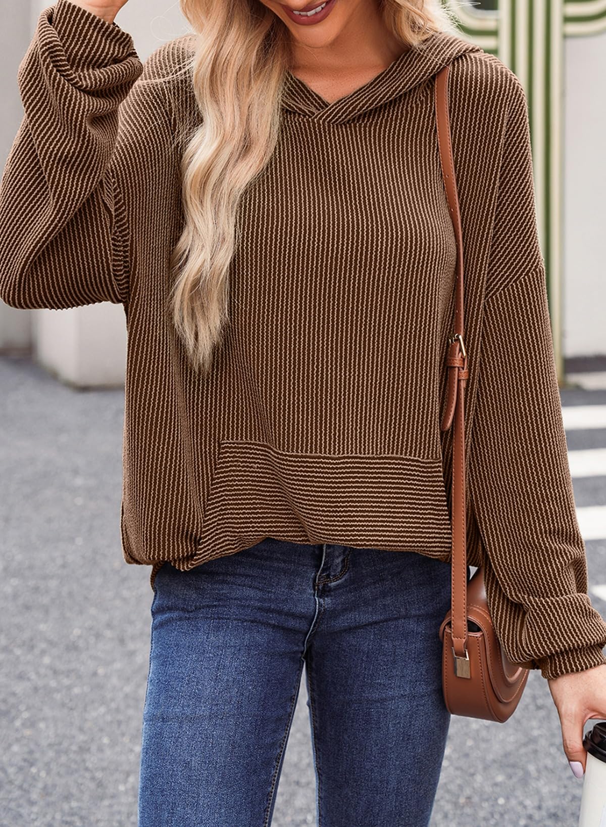 Flora | Ribbed Knit Pullover Hoodie