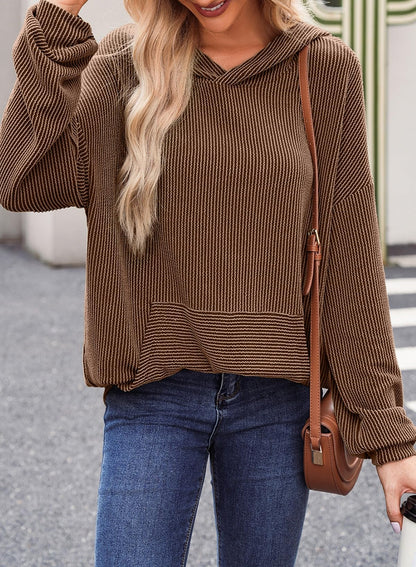 Flora | Ribbed Knit Pullover Hoodie