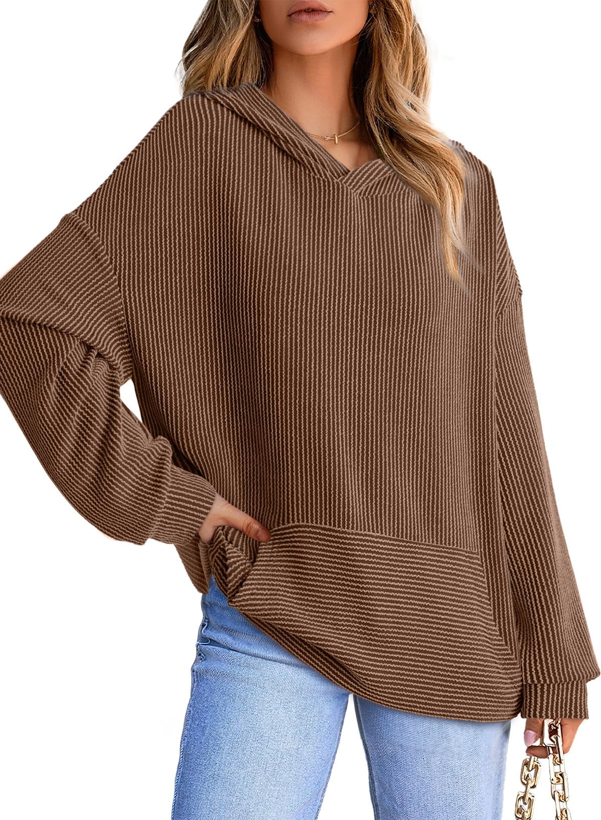 Flora | Ribbed Knit Pullover Hoodie