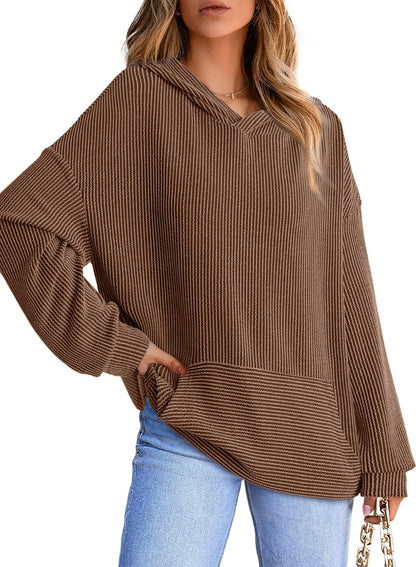 Flora | Ribbed Knit Pullover Hoodie