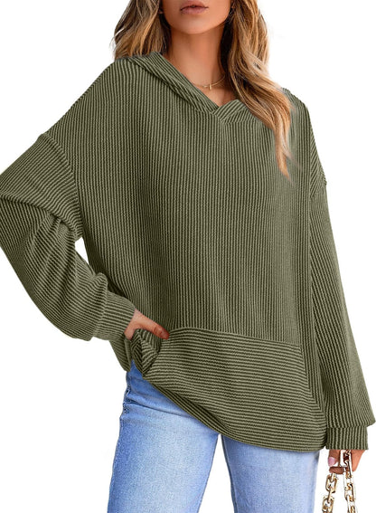 Flora | Ribbed Knit Pullover Hoodie