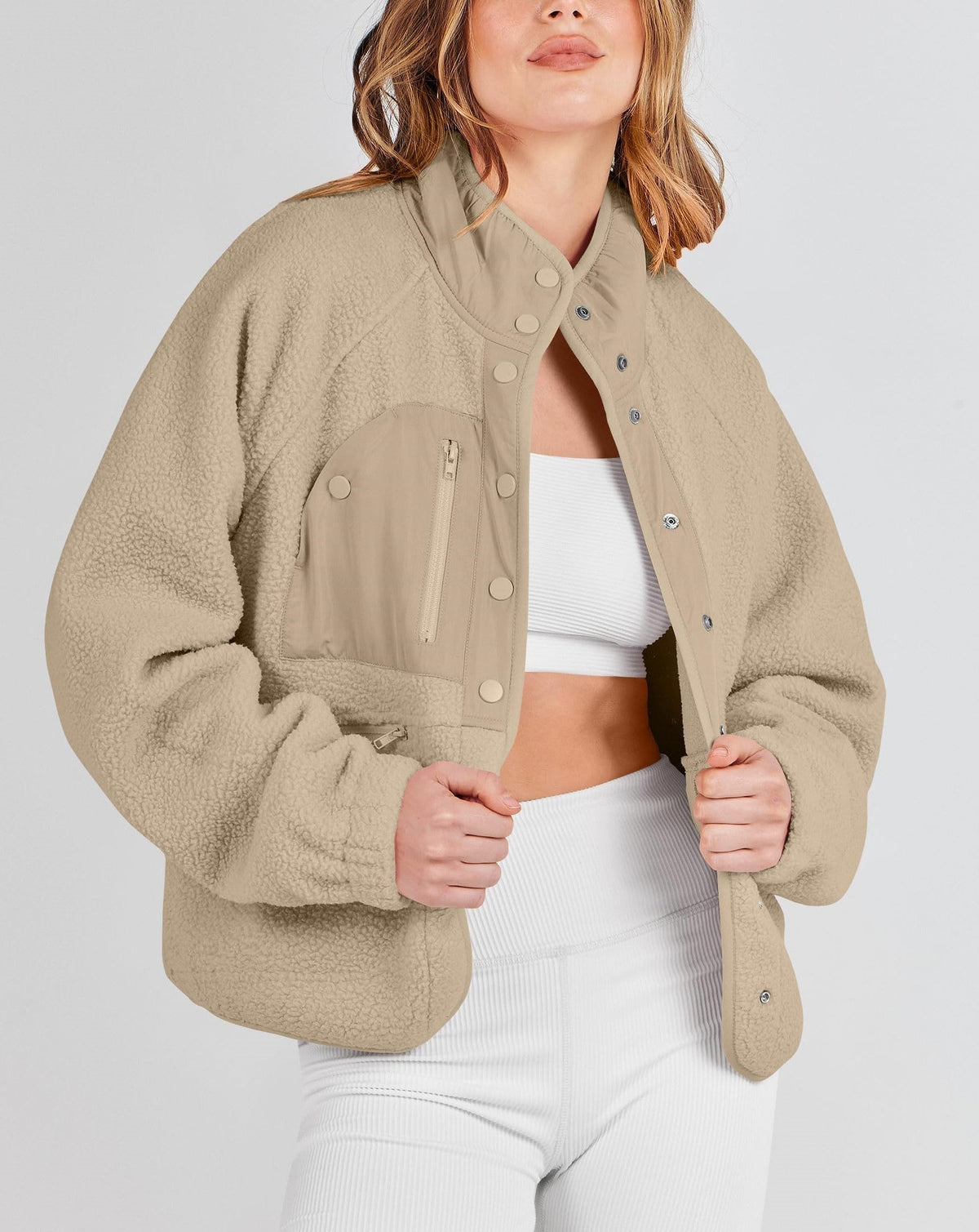 Women's Teddy Button Down Fuzzy Fleece Jacket