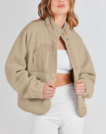 Women's Teddy Button Down Fuzzy Fleece Jacket