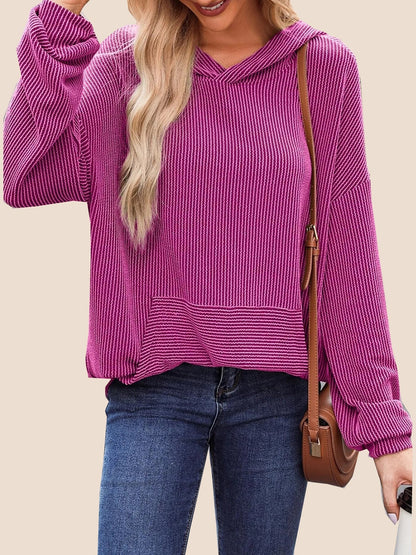 Flora | Ribbed Knit Pullover Hoodie