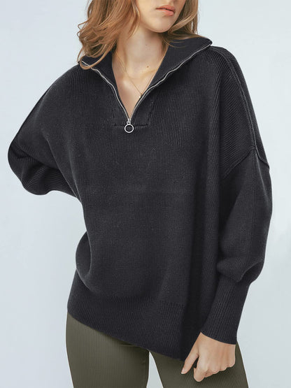 Kitty | Oversized Quarter Zip Sweater Pullover