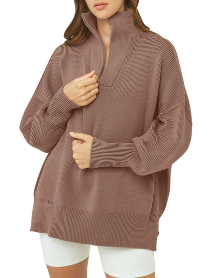 Kitty | Oversized Quarter Zip Sweater Pullover