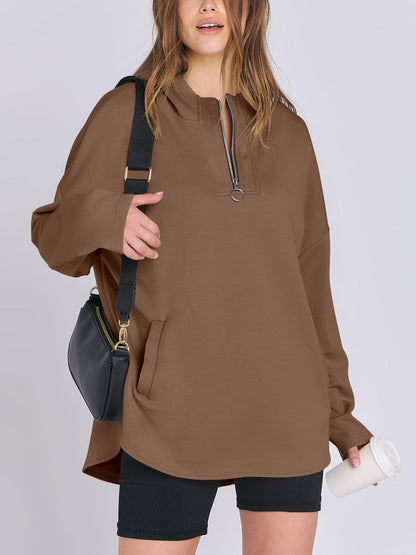 Sylvia | Quarter Zip Oversized Tunic Hoodie