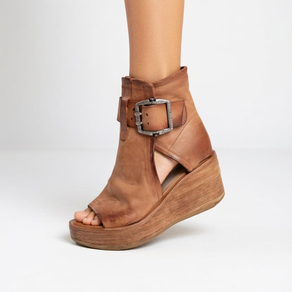 Eve | Elegant Open-Toe Wedge Ankle Boots