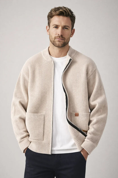 Everett Ribbed Zip Cardigan