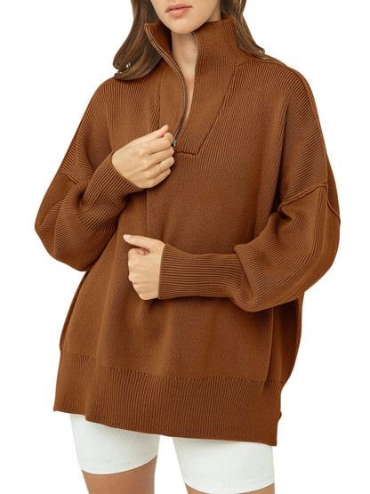 Kitty | Oversized Quarter Zip Sweater Pullover
